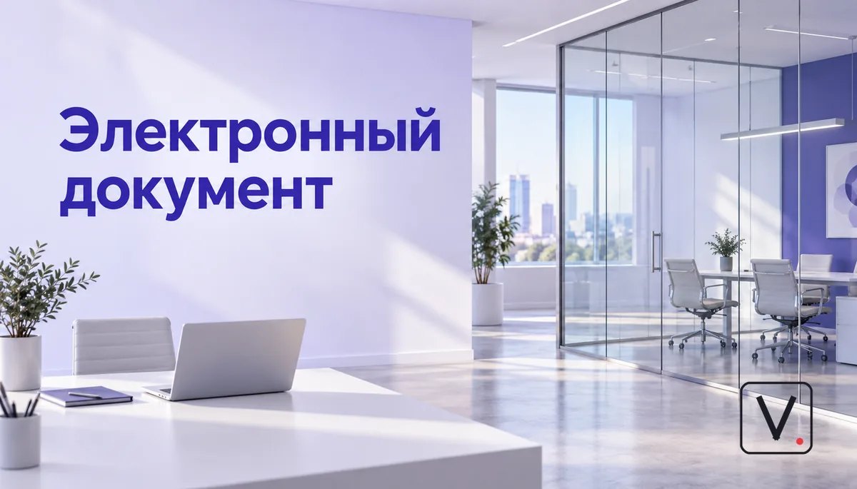 Ноутбук с электронным документом на рабочем столе